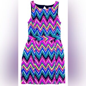 Lilly Pulitzer Hearts A Flutter Sleeveless Chevron Dress Size 2